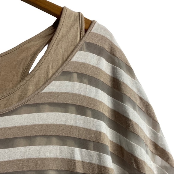 Lane Bryant off the shoulder top. Cream and white stripe, built in tank. - Picture 2 of 3